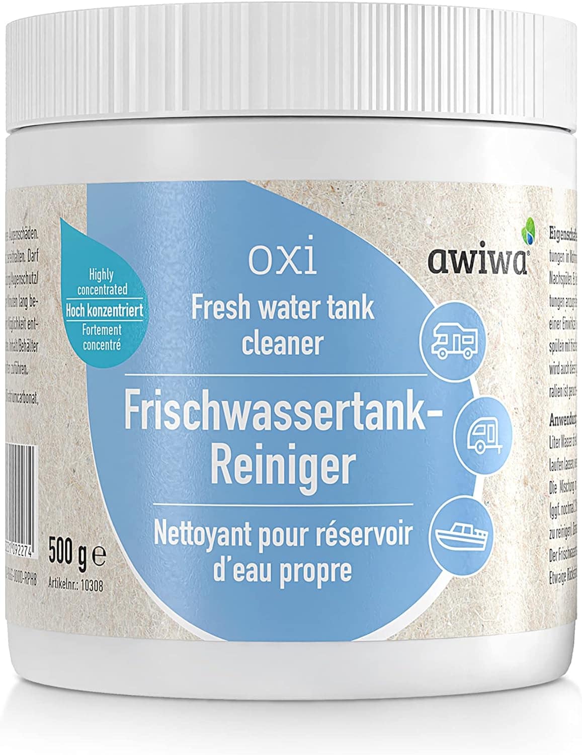 awiwa oxi Actieve Zuurstof Waterreservoirreiniger 500g - Voor Campers, Caravans & Boten
