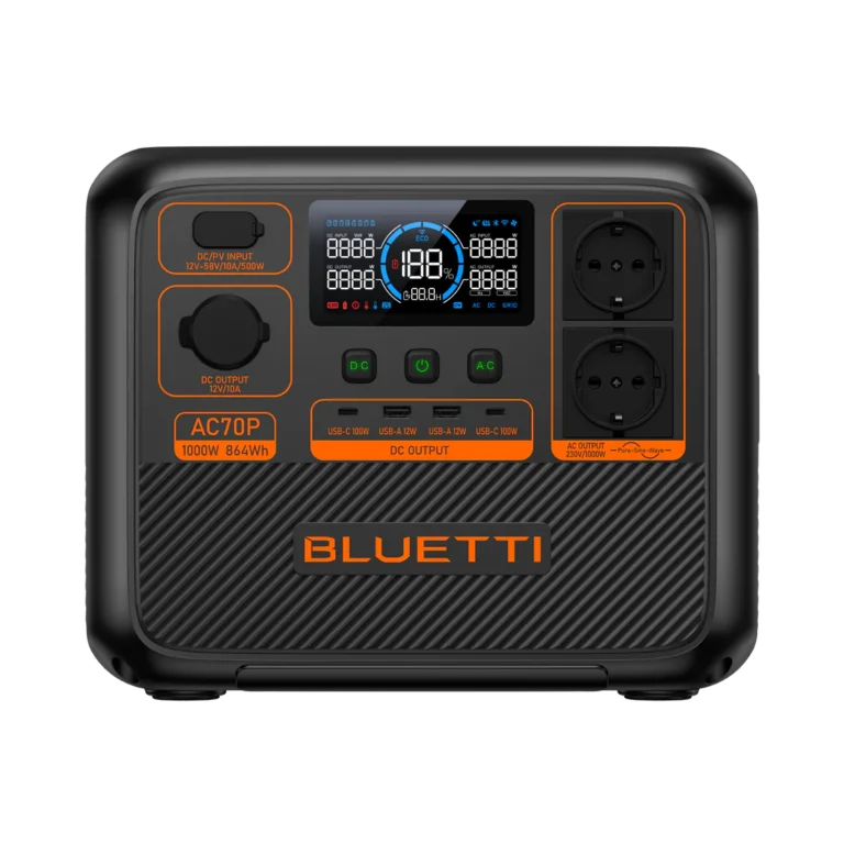 Bluetti AC70P powerstation van 864 Wh, vooraanzicht