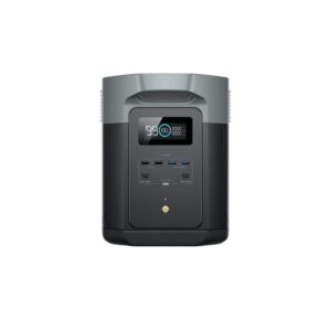 EcoFlow Delta 2 Max powerstation van 2.048 Wh, vooraanzicht met display en aansluitingen