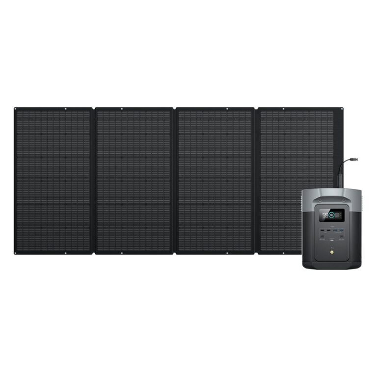 EcoFlow Delta 2 Max met uitgevouwen zonnepaneel van 400 W