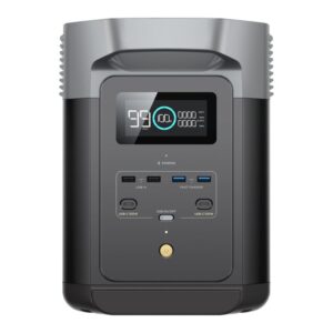 EcoFlow Delta 2 powerstation van 1.024 Wh, vooraanzicht met display en USB-poorten