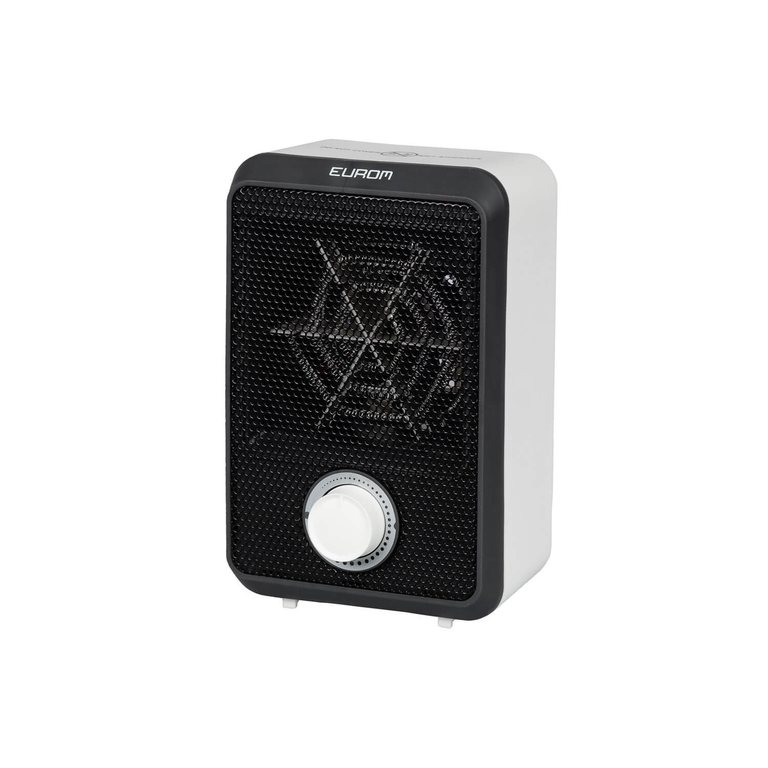 Eurom Fanheater 600, klein zwart ventilatorkacheltje van 600 watt met thermostaatknop