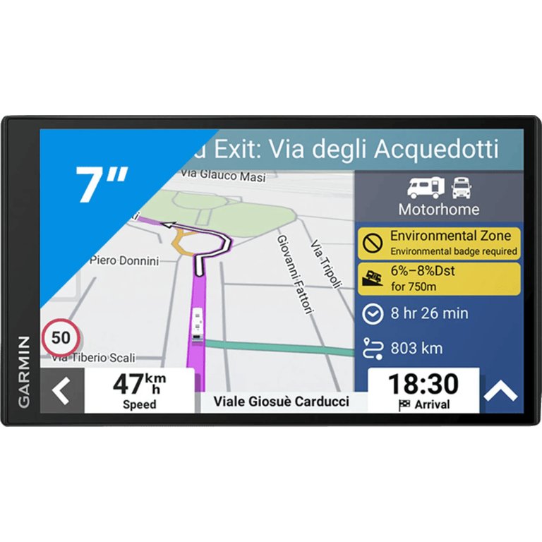 Garmin Camper 795 campernavigatie met 7-inch scherm, camperprofiel en melding milieuzone